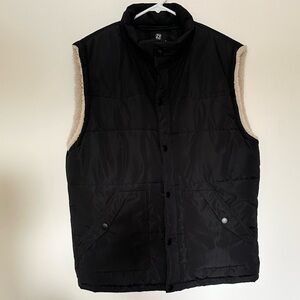 Men’s Black Puffer Vest with Fuzzy Lining